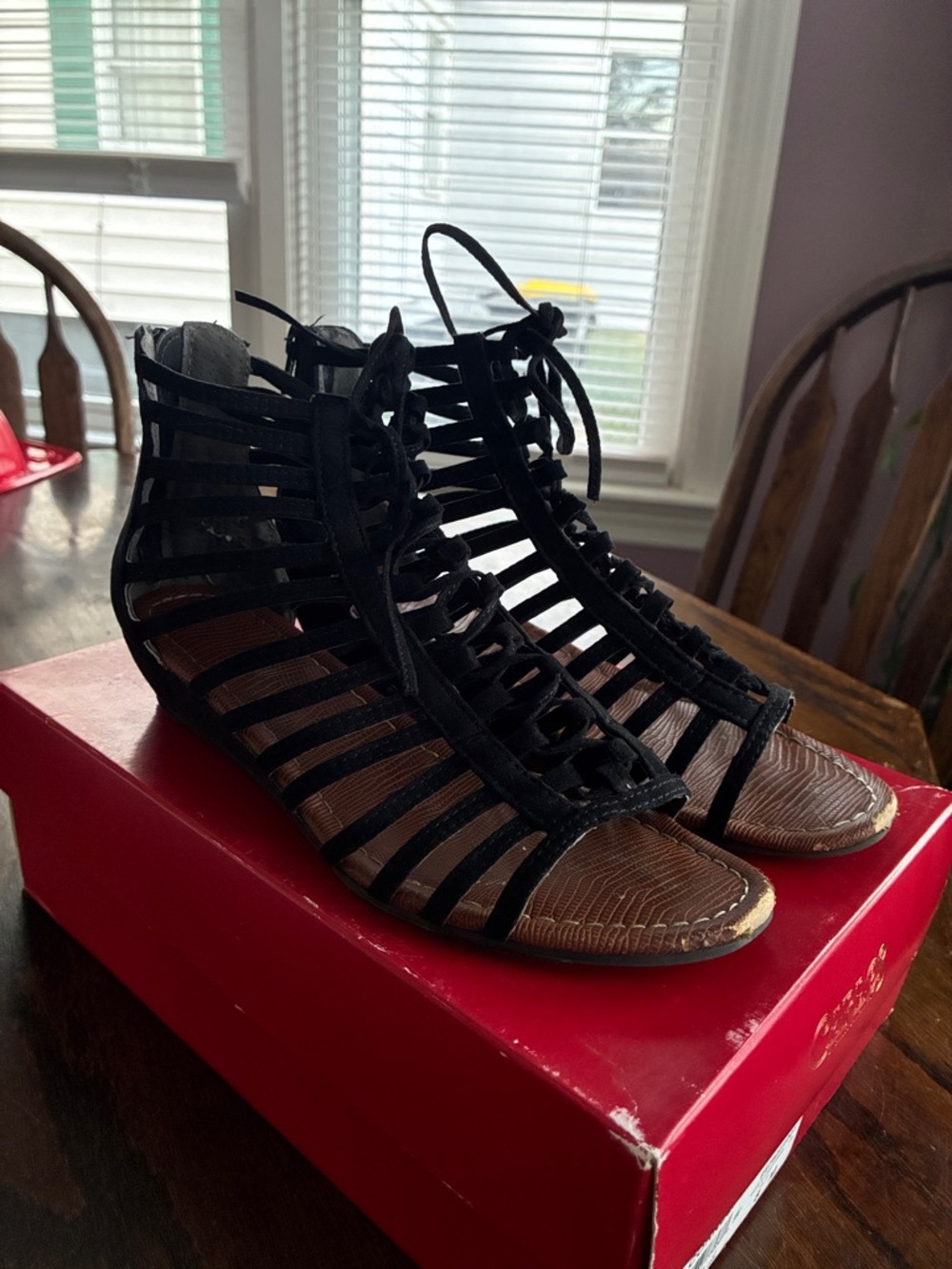 Carlos by Carlos Santana Black Strappy Lace-Up Gladiator Sandals
